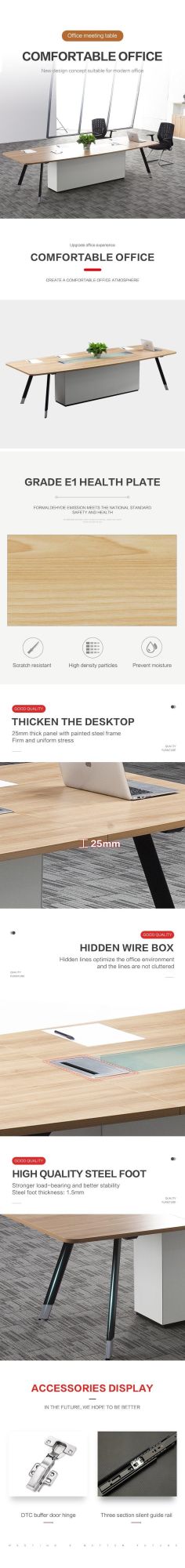 Modern Design Simple Office Furniture 12 Person Seats Conference Room Table Meeting Desk