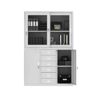 Wide-Bodied 6-Hopper File Cabinet Ironclad Cabinet Multi-Layer Thickened Drawer to Door Glass File Cabinet File Cabinet with Lock