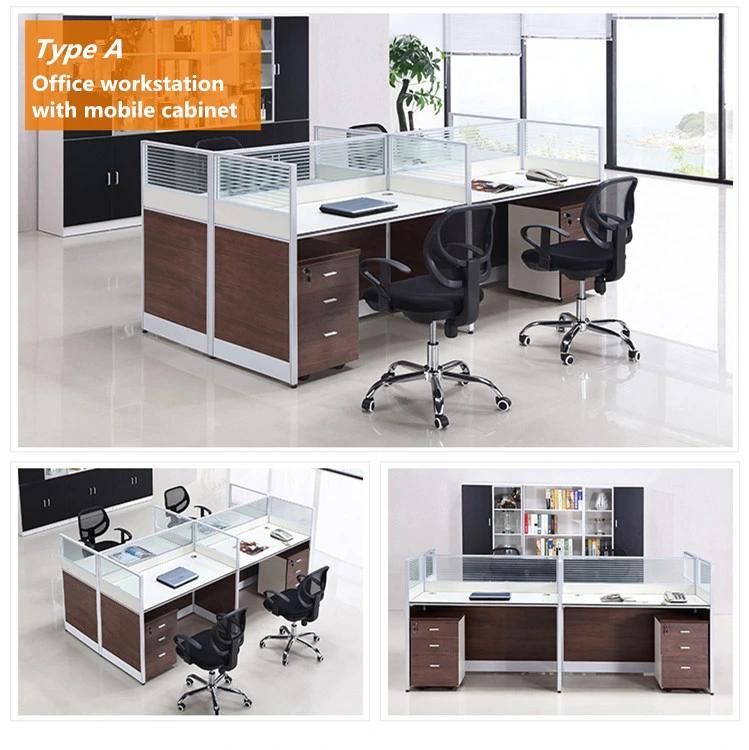 Luxury Furniture Frosted Glass Computer Desk Office Modular Workstation