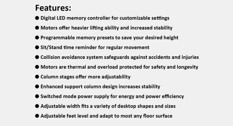 Electric Height Rising 3-Stage Adjustable Steel Table Lift Base Leg