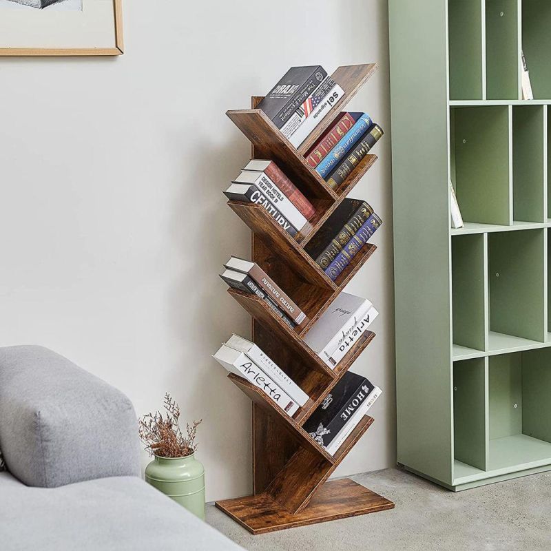 9-Shelf Tree Bookshelf Bookshelves Floor Standing Tree Bookcase in Living Room Home Office