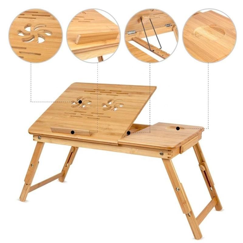 Hot Selling Bamboo Adjustable Foldable Laptop Table