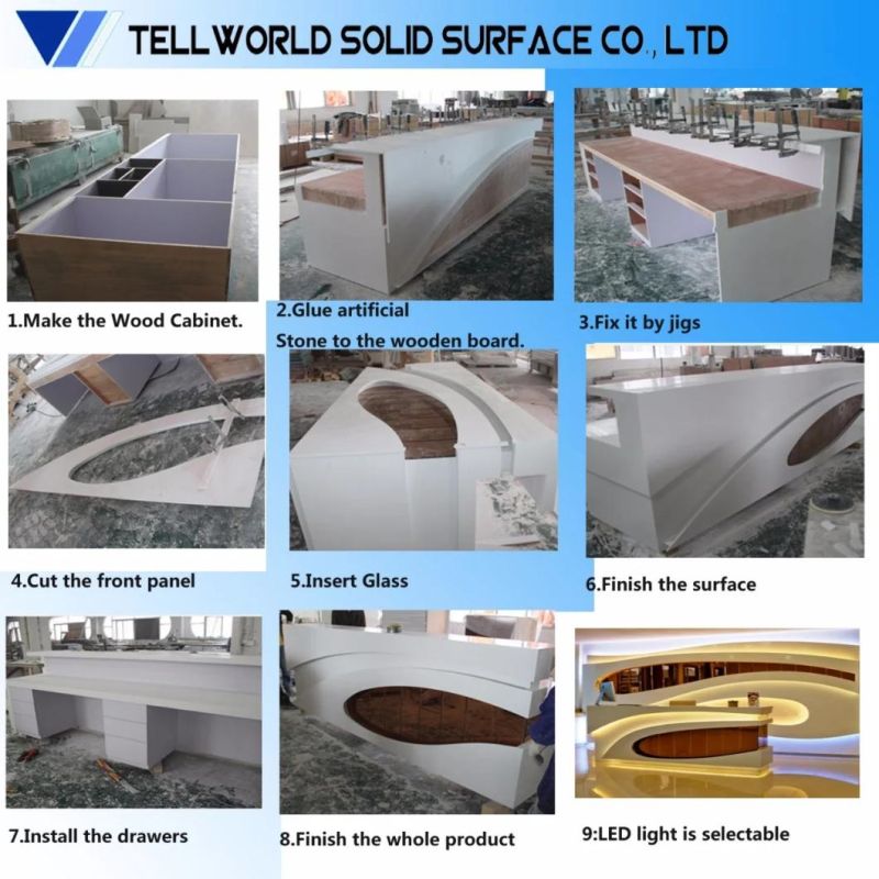Contemporary Design Artificial Marble Curved Reception Counter