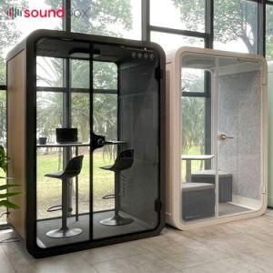 Modern Minimal Soundproof Booth with Furniture Great Ventilation System Indoor Office Pod