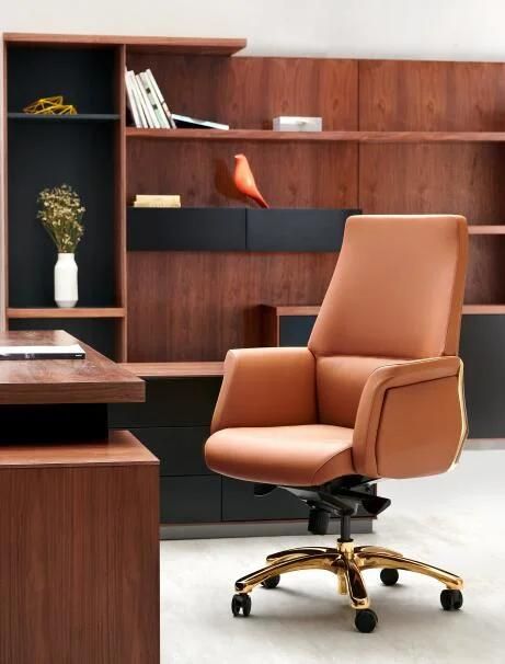 Top Class Chinese Office furniture Thick Leather Molded Foam Executive Swivel Manager Chair