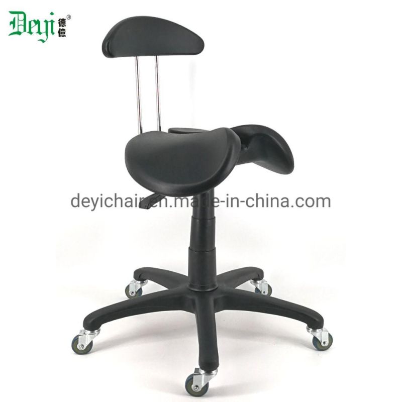 Nylon Base Industrial Heavy Duty Castor Class 4 Gas Lift Seat up and Down Mechanism with with Backrest Saddle Seat Chair