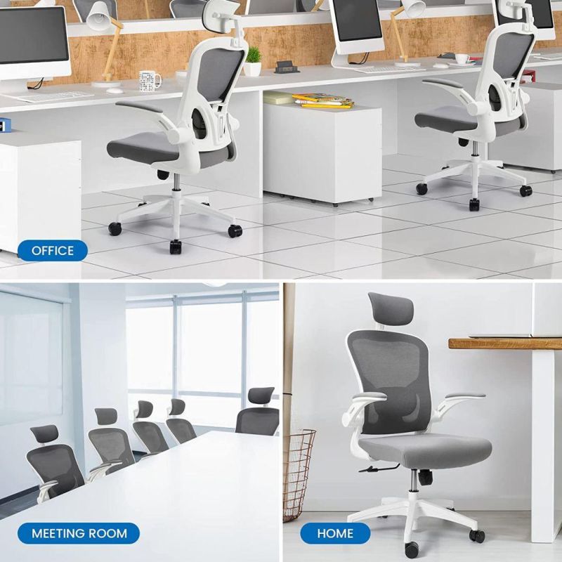 Huashi Mesh Swivel Lift Office Chairs Modern Grey Chair Ergonomic Office Furniture with Headrest