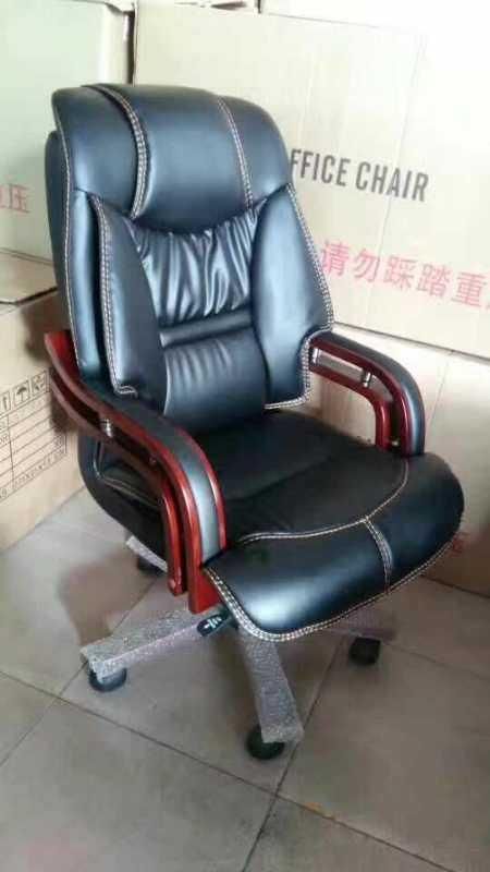 Antique Wooden Feet Ergonomic Swivel Executive Office Leather Chair