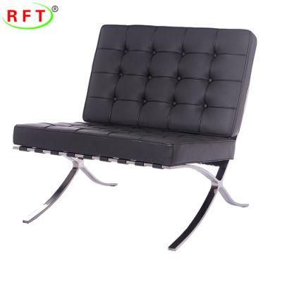 Popular Stainless Steel Genuine Leather PU Sofa Home Furniture Chair