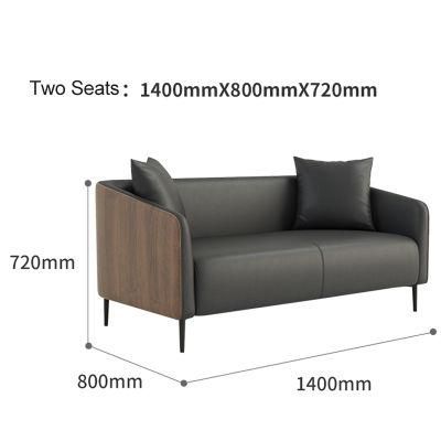 Wooden Pattern U Type Single Leather Sofas Chair for Office Lounge Area