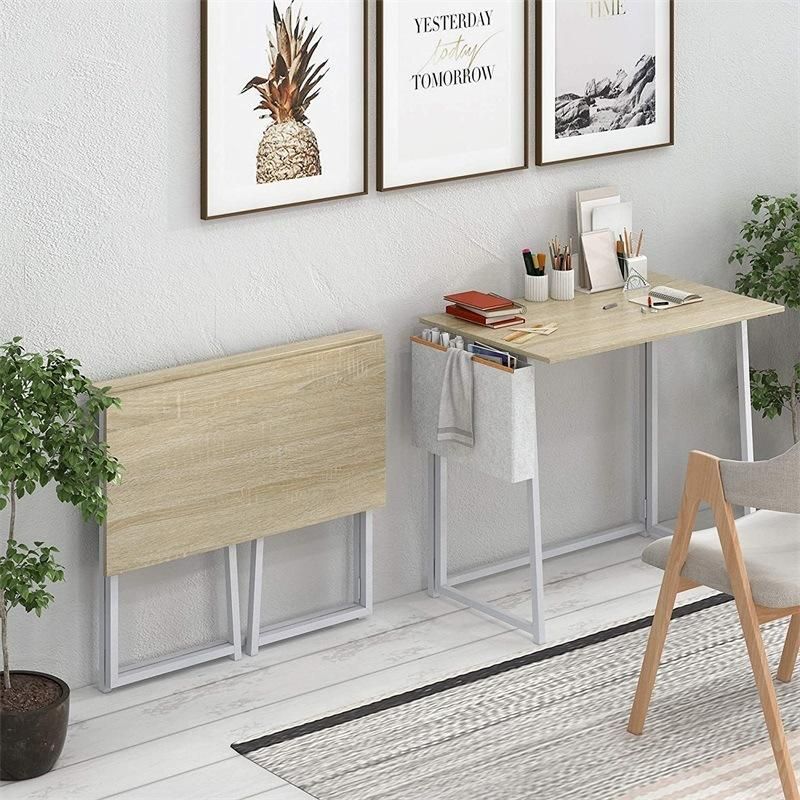 Wooden Foldable Computer Desk with Storage