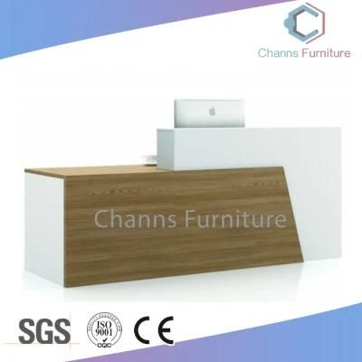 Elegant White Counter Straight Office Table Reception Desk