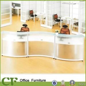 New Design Modern Reception Table Clear Glass Arc Reception Desk