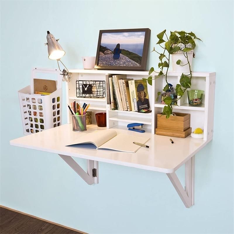 Foldable Wall Mounted Wood White Computer Table