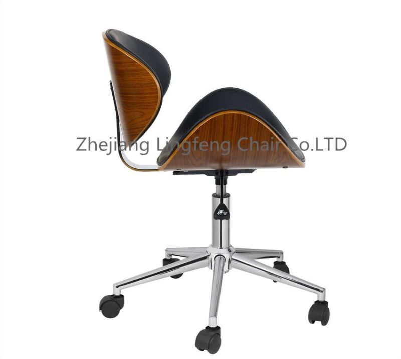 Leather Wooden Bentwood Office School Visitor Training Chair