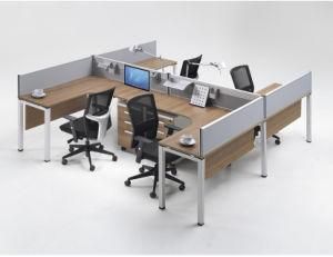 4 Seats U Shape Office Staff Workstation with Stationery Groove Panel