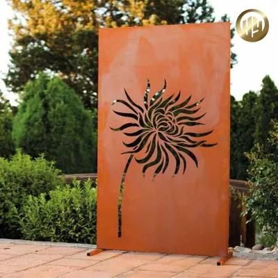 Single Corten Steel Garden Decorative Rusty Metal Panel Screen