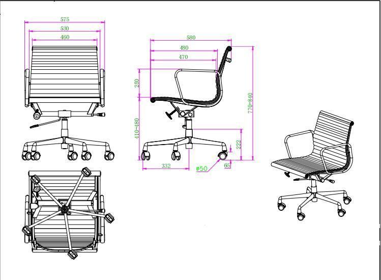 Middle Pleated Back Ea Classic Style Ribbed Aluminum Ergonomic High End PU Leather Executive Manager Tilting Home Office Swivel Office Chair