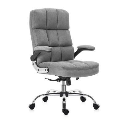 Soft Upholstery Fabric Armrest Rotary Adjustable Ergonomic Executive Office Chairs