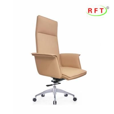 Primary Khaki PU Leather Wholesale Office Furniture Boss Manager Chair Armrest