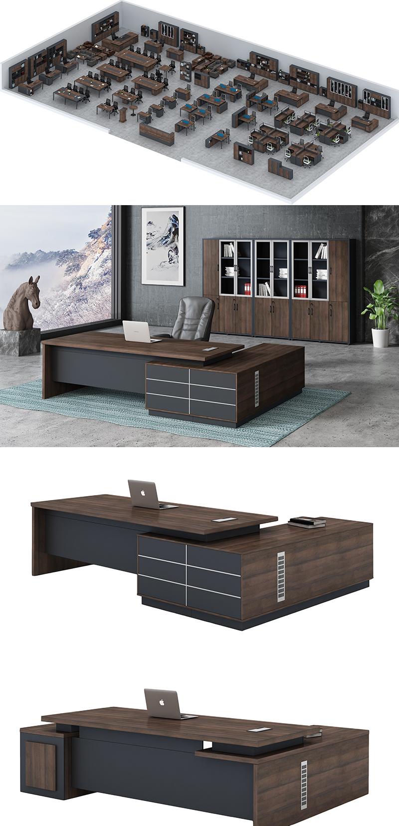 Office Furniture Wooden Furniture L Shape MDF Comfortable Modern Wooden Boss Manager CEO Executive Office Table