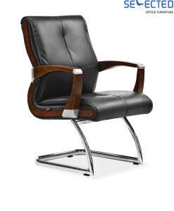 Wooden Leather Office Visitor Chair