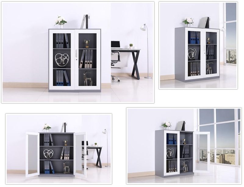 Metal Steel Small Lockable Office Document Storage Cabinet Glass Door