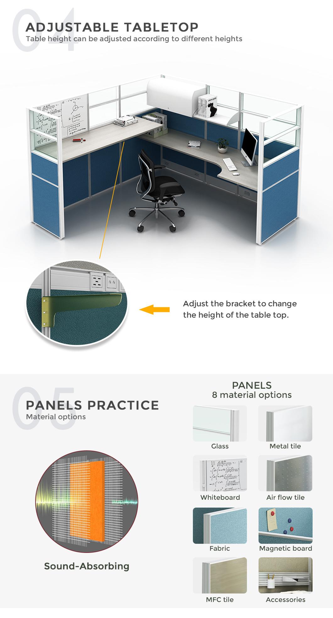 Modernest New Office Aluminum Profile Partition Desk Workstation with Desktop Partition