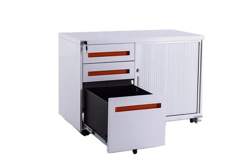 Tambour Door Steel Cabinet Office 3 Drawer Mobile Caddy