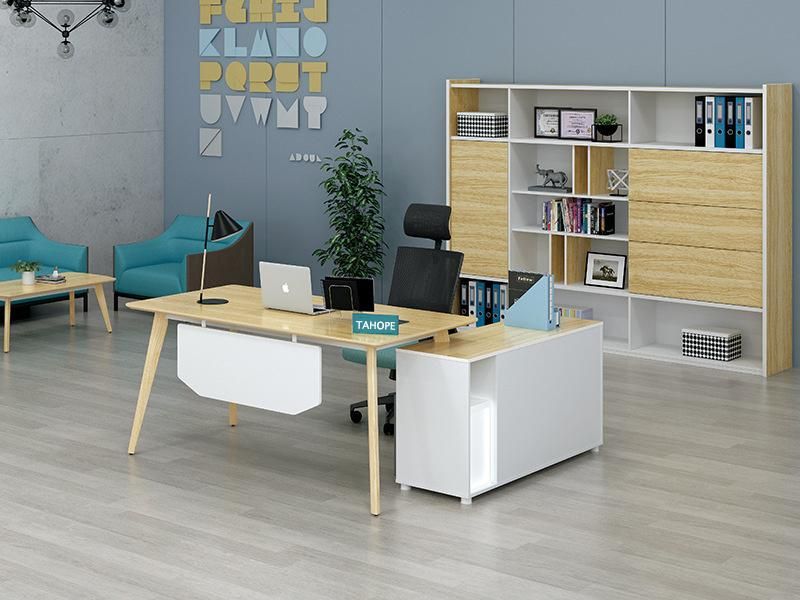 Modern Design Finnish Elm Office Staff Work Station Computer Table 4 Person Workstation