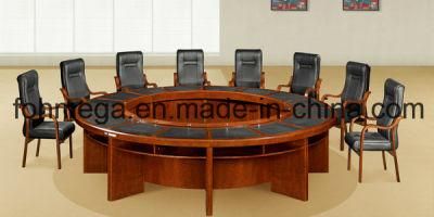 Round Wood Veneer Office Boardroom Table with Chair (FOH-H3606)