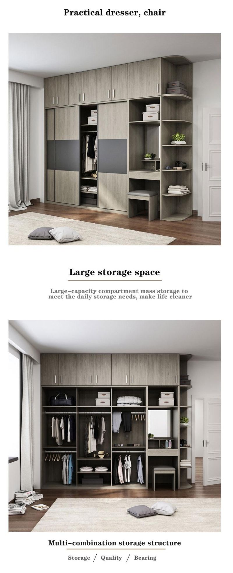 Wholesale Price Lockable Standing Wardrobe Cabinet Bedroom Furniture