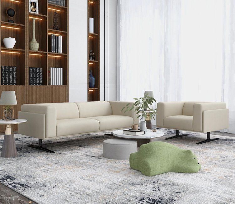 Elegant Interior Design Orange PU Leather 1+3 Business Sofa Upholstery