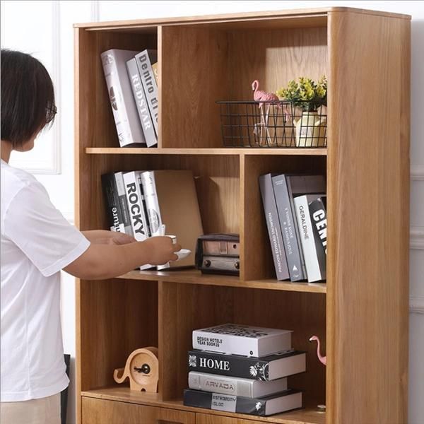 Nordic Oak Storage Shelf Small Apartment Bookshelf