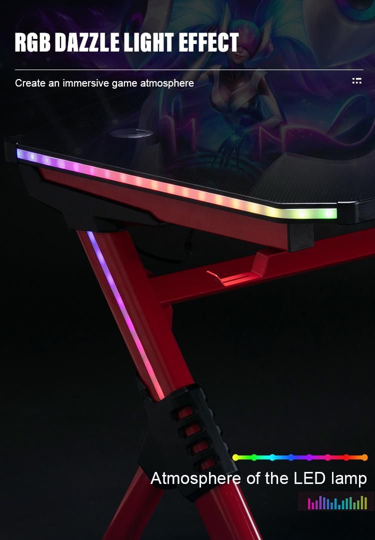 Li&Sung High Quality Modern RGB L Adjustable Gaming Desk