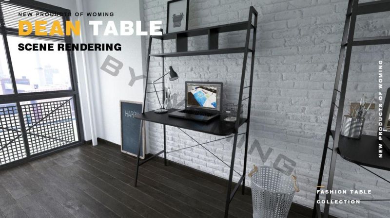 Metal Legs Desk with Storage Shelves for Gaming Room