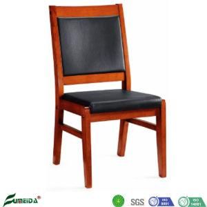 Chinese Factory Walnut Color Upholstered Solid Wood Dining Chair Without Armrest