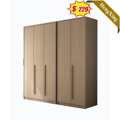 Log Color Minimalist Style 5-Door Set-Closet Bedroom Furniture Wooden Melamine Laminated Wardrobe