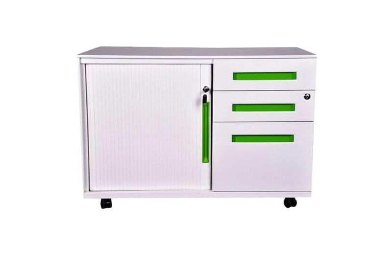 Tambour Door Steel Cabinet Office 3 Drawer Mobile Caddy