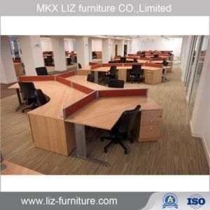 Popular 8 People Modular Office Partition Workstation with 120 Degree Curve Table Top (AM-096)