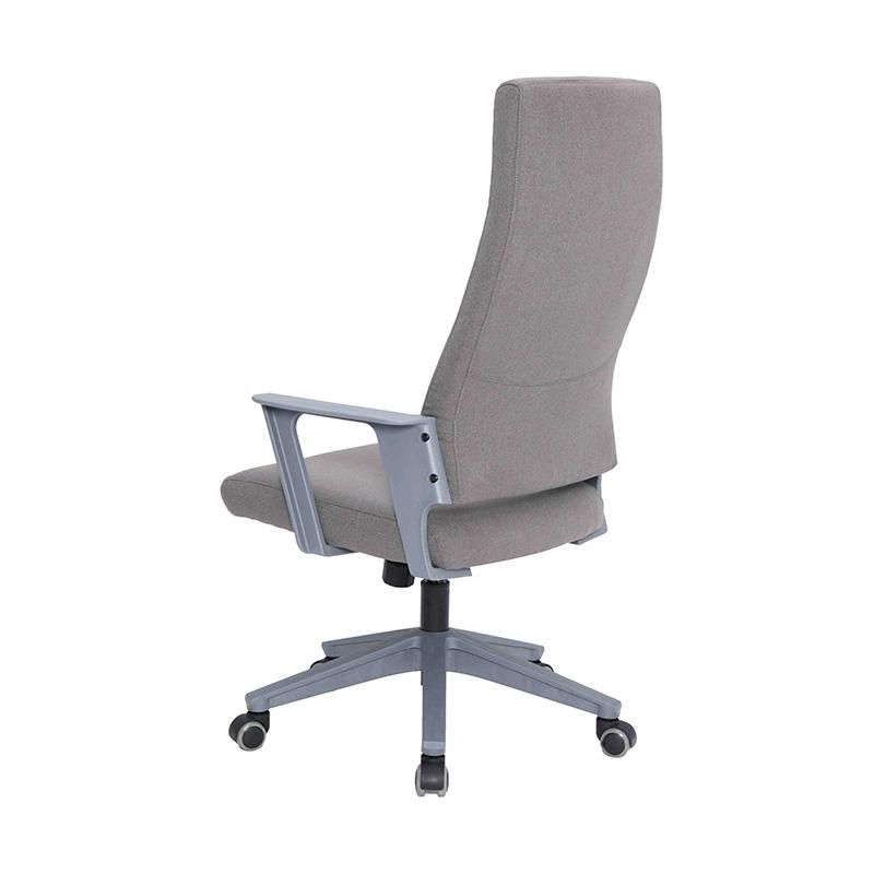 High Back Grey Fixed Armrest Leather Executive Office Chair