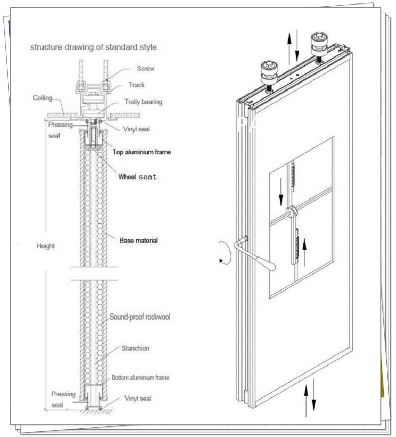 Hotel No Floor Track Operable Soundproof Partition Wall for Hotel