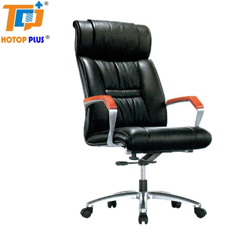 Cream-Colored Classic PU Synthetic Leather Boss Executive Office Wooden Chair