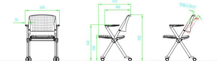 Stackable Metal Chair with Tablet Training Office Chair