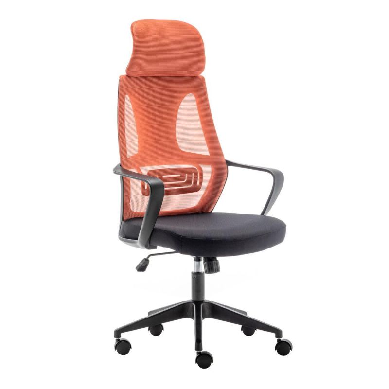Life Swivel Chair with Mesh Swivel Office Chair with Headrest in Orange Color