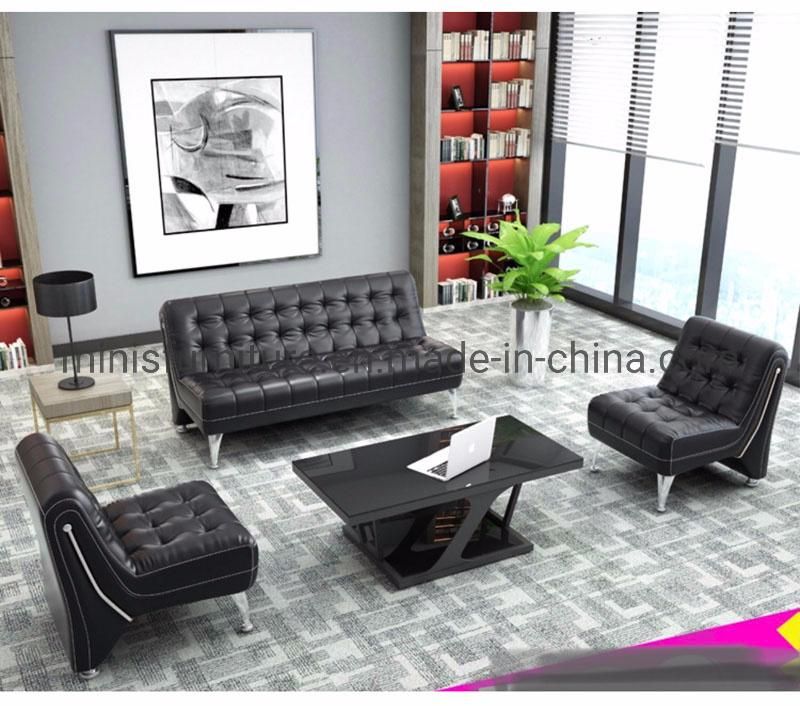 (M-SF29) Simple Manager Boss Office Sofa Commercial Visitors Negotiating Area Leather Wood Frame Sofa Tables Combination
