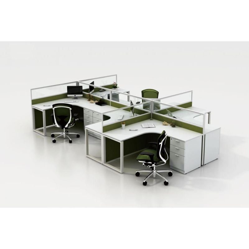 Green Co-Working Office Green Fabric Panel Workstation