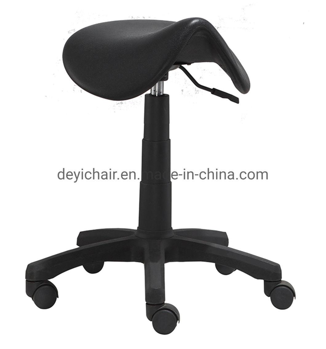 Simple Mechanism 280mm Nylon Base with Nylon Caster 140mm Gaslift Black Color Plastic Saddle Chair