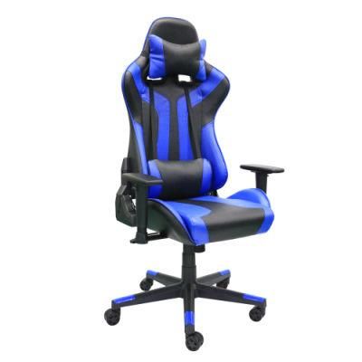 (KNIGHT-BU) Fashionable High Quality Blue Racing Computer Gaming Chair Ergonomic Backrest and Seat Height Adjustment with Headrest