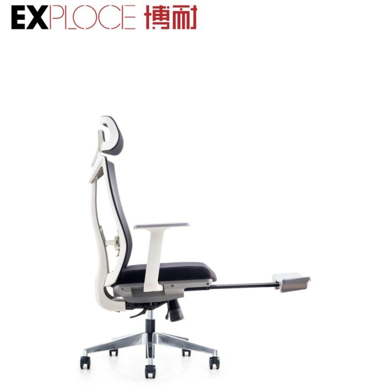 Waist Support Worker Computer Mesh Chair with Footrest Office Furniture